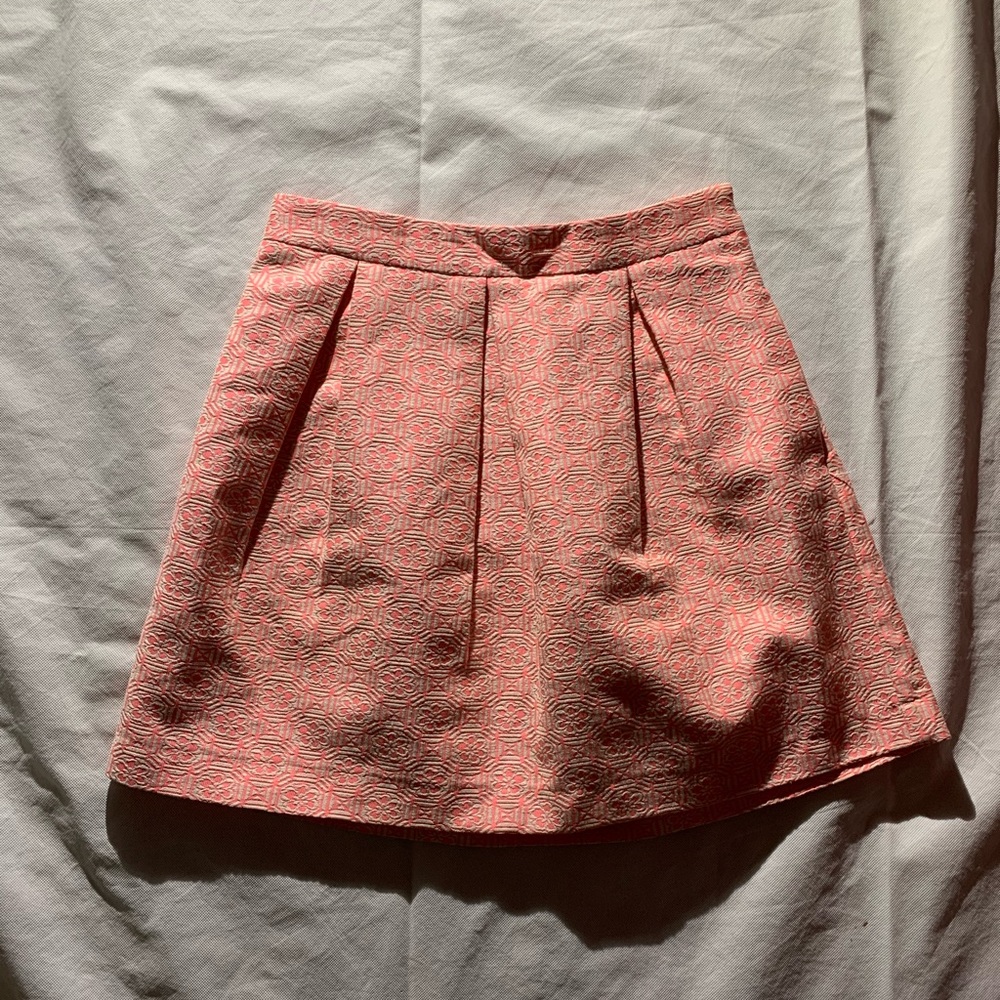 Pim + Larkin Size S Pleated Pink Skirt Length 18”